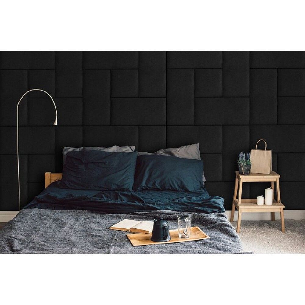 Verhoiltu seinäpaneeli Fllow Velvet Musta 100 30X30