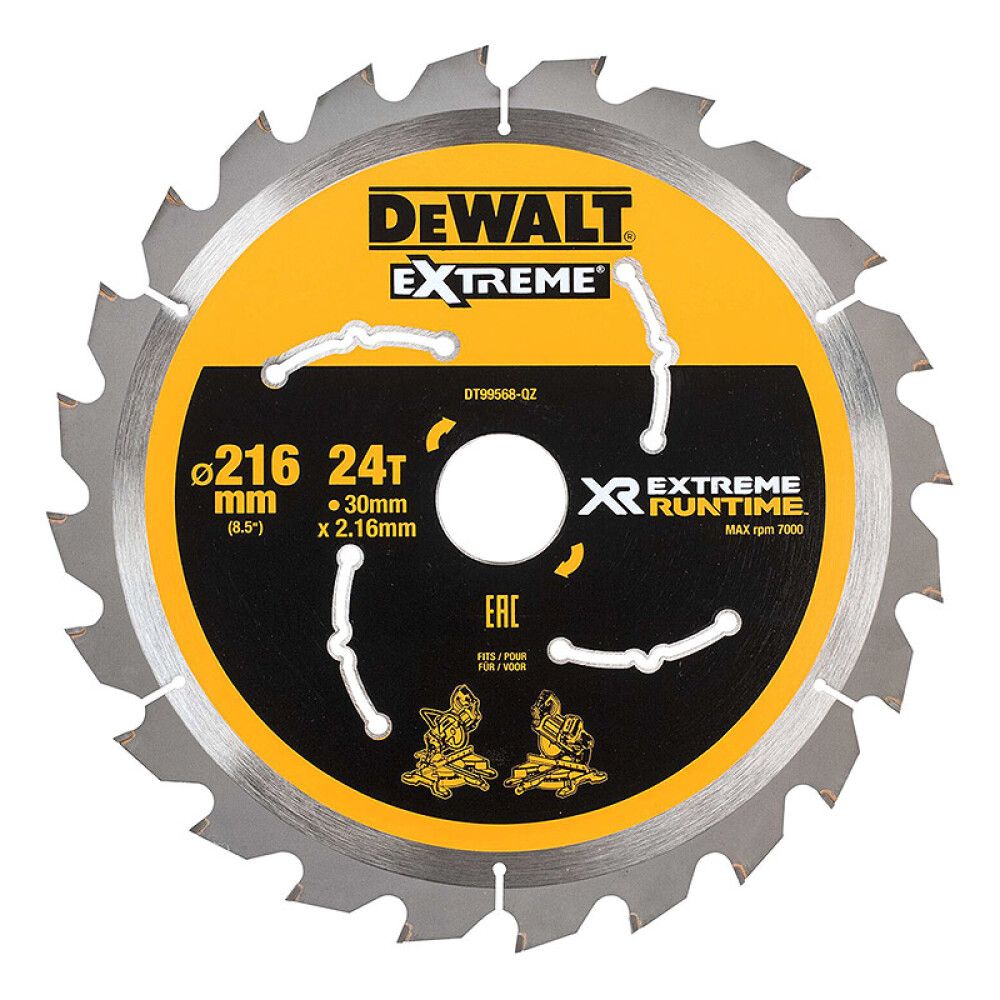 Pyörösahanterä DeWalt Extreme Runtime DT99568 216 x 30 mm 24T