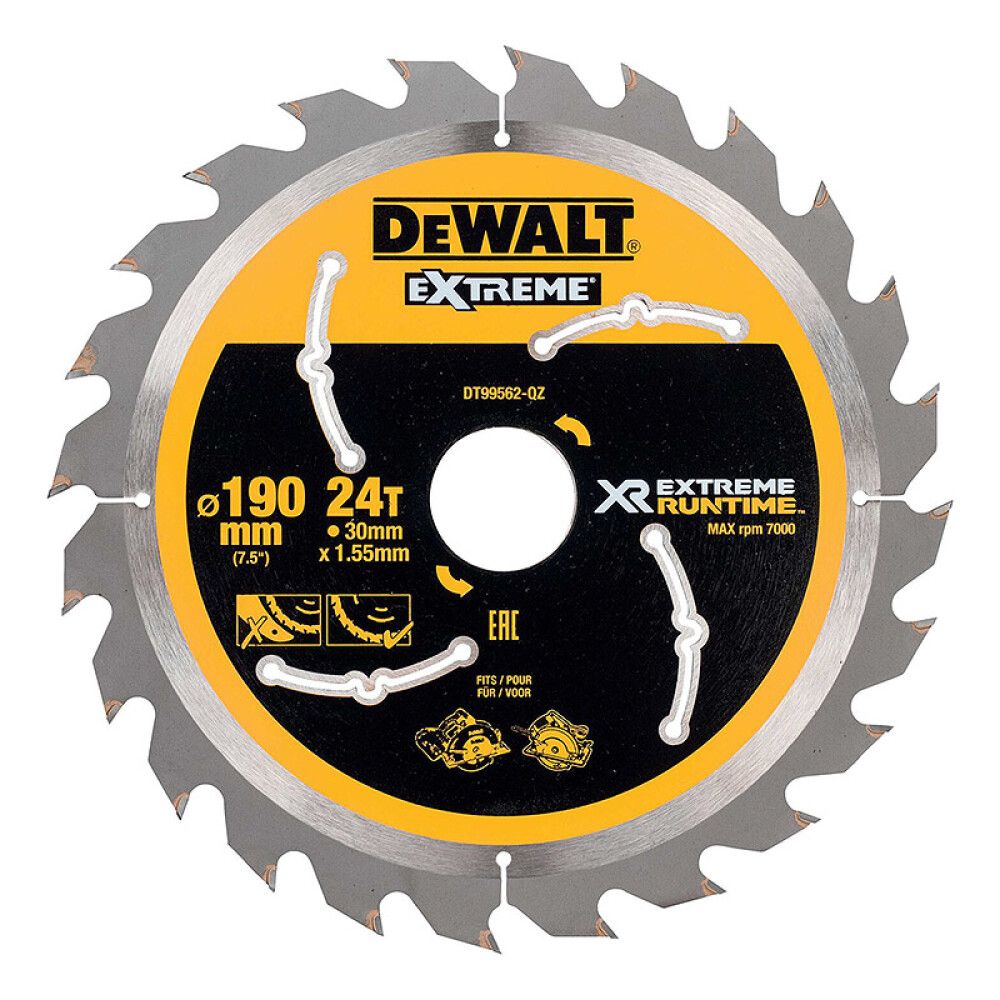 Pyörösahanterä DeWalt Extreme Runtime DT99562 190 x 30 mm 24T