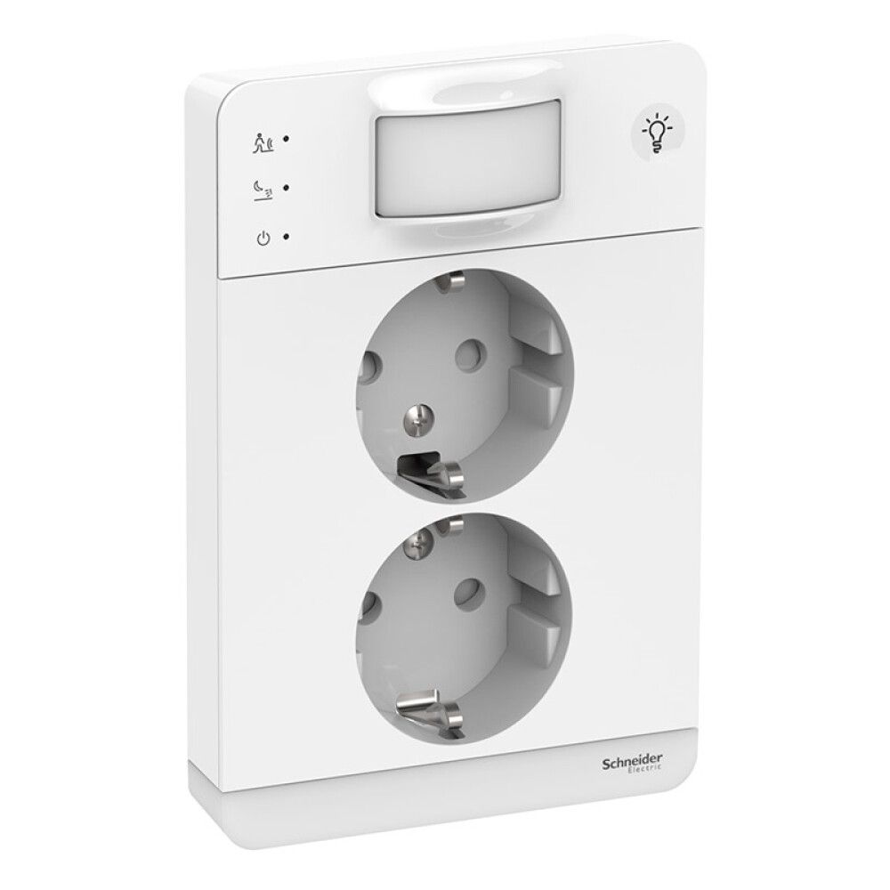 Pistorasia Schneider Electric Exxact 2-osainen liiketunnistin ja valo Valkoinen