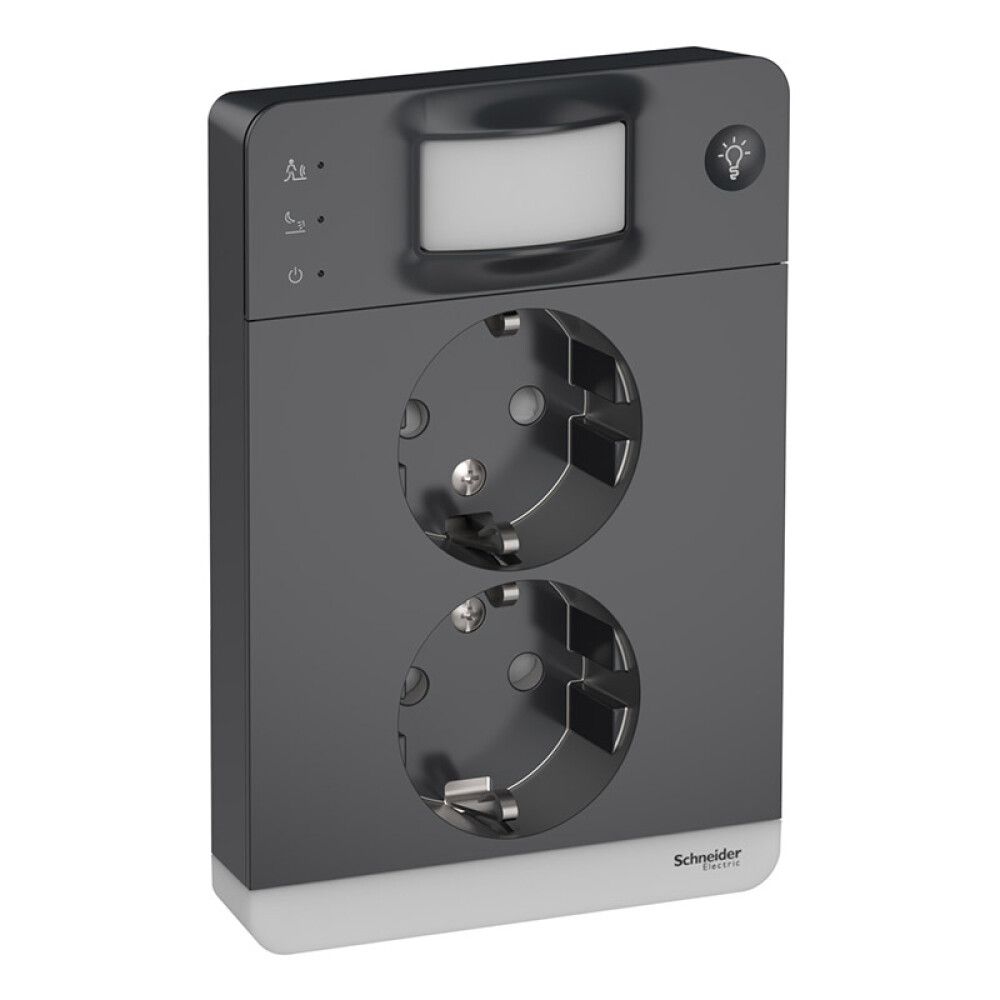 Pistorasia Schneider Electric Exxact 2-osainen liiketunnistin ja valo Antrasiitti