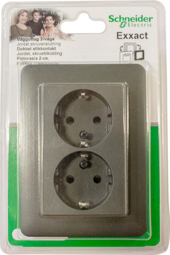 Pistorasia Schneider Electric Exxact 2 -osainen Antrasiitti IP20