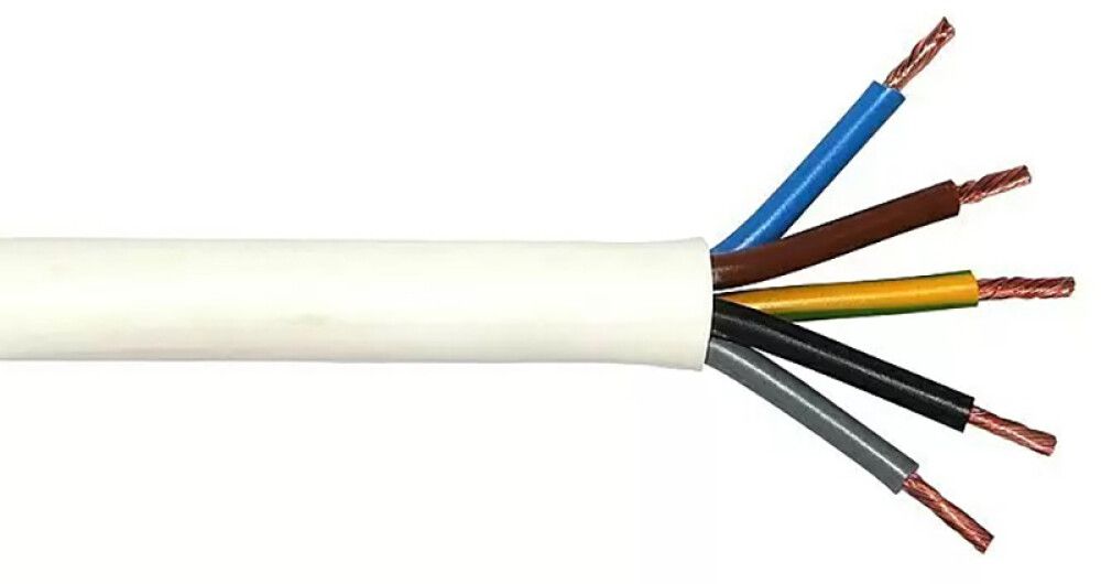 Asennuskaapeli Kabelexpress H05W-F 5x2,5 valkoinen 1,5 m