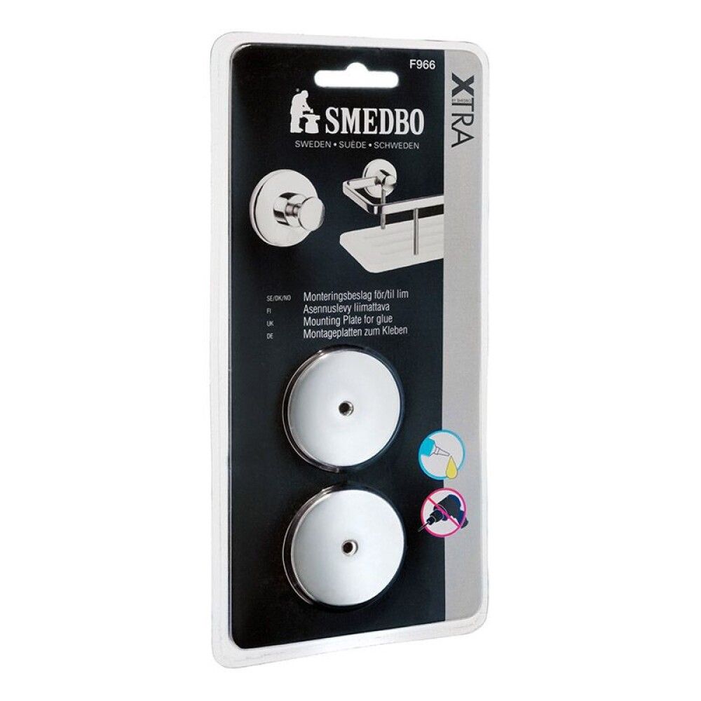 Asennuslevy Smedbo Liima-asennukseen F966 Kiiltävä kromi