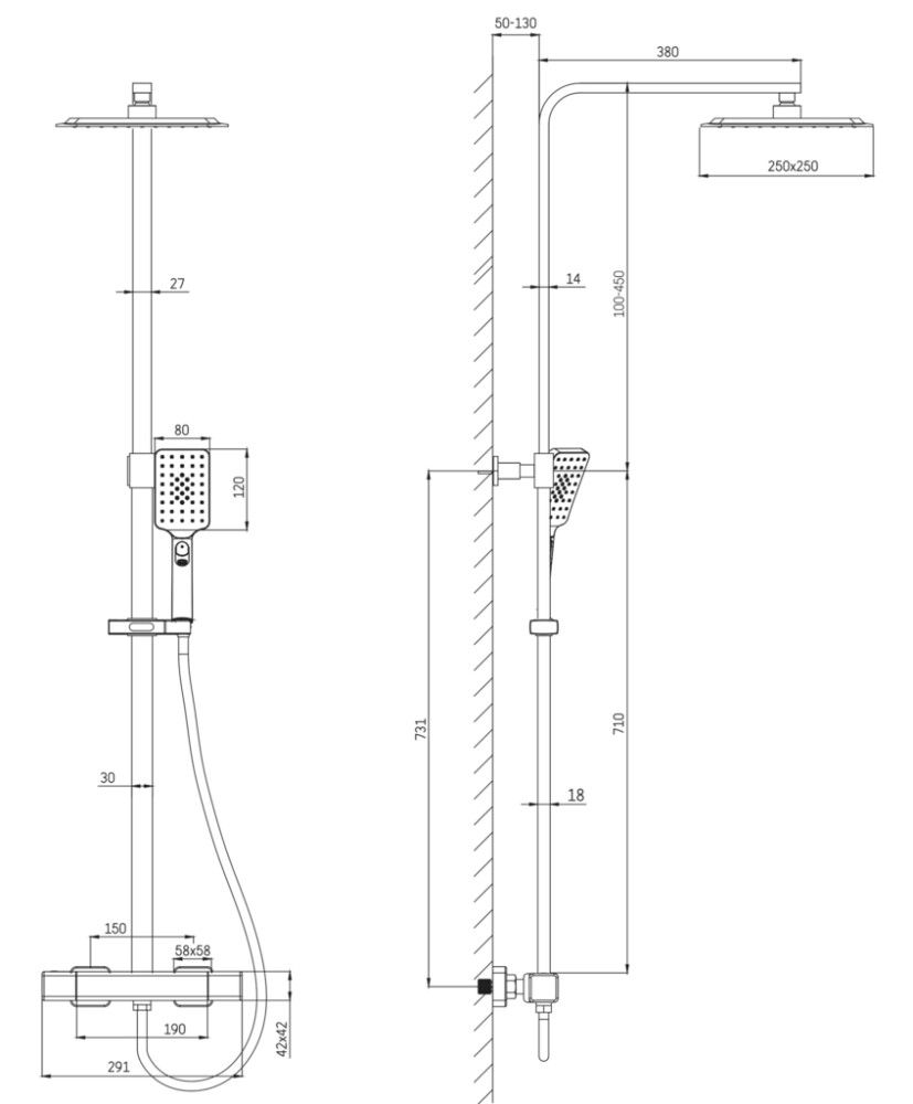 Suihkukokonaisuus Camargue Samsø Nexø Mattamusta