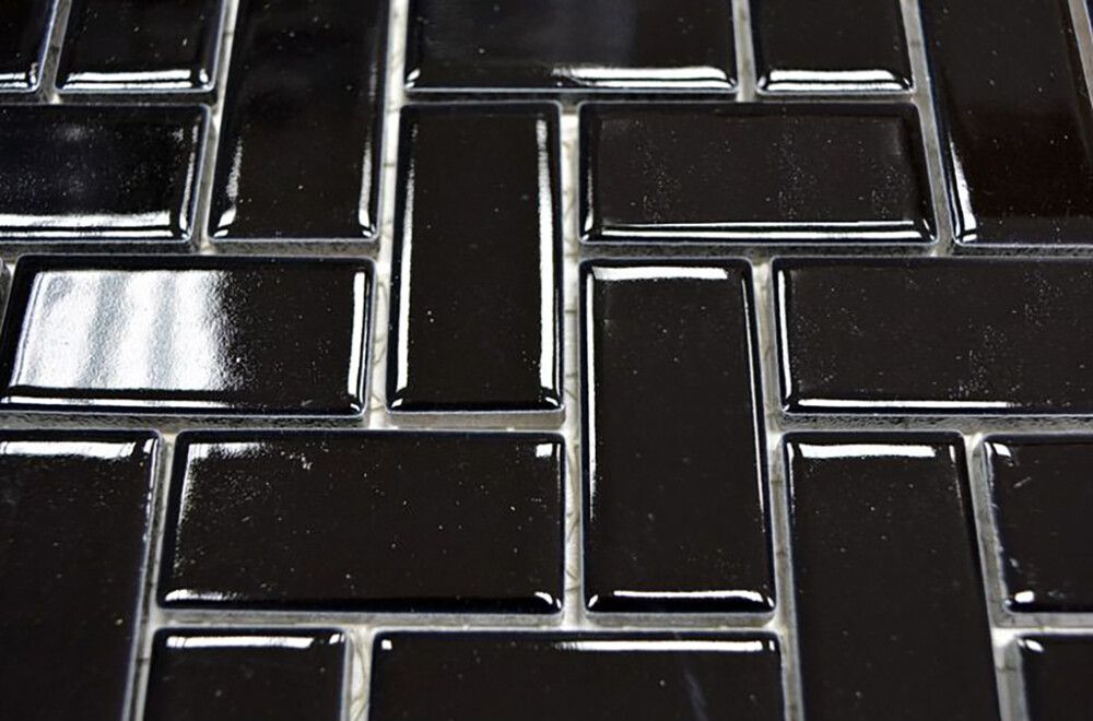 Mosaiikkilaatta Fliesen Heringbone musta 29,8 x 29,8 cm