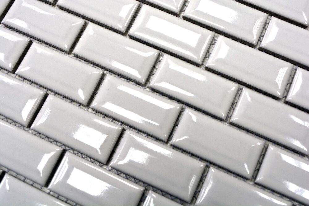 Mosaiikki Brick Bond Diamond Kiiltävä Valkoinen