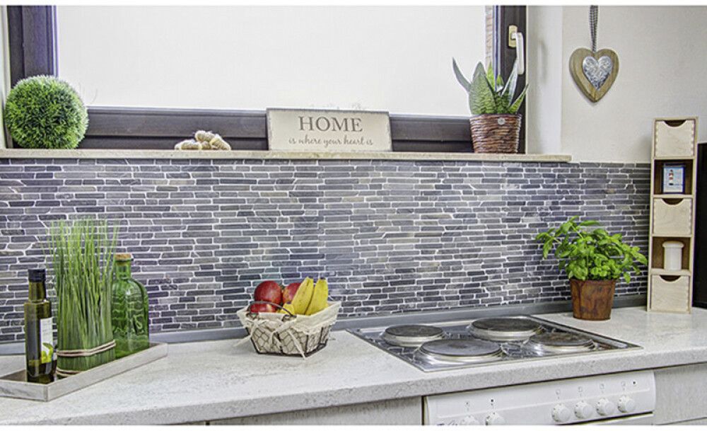 Luonnonkivimosaiikki Brick uni Nero Marquina, harmaa 30,5 x 30,5 cm