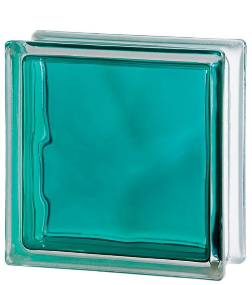 Lasitiili Seves Glassblock Brilly Wave Turkoosi 19 x 19 x 8 cm