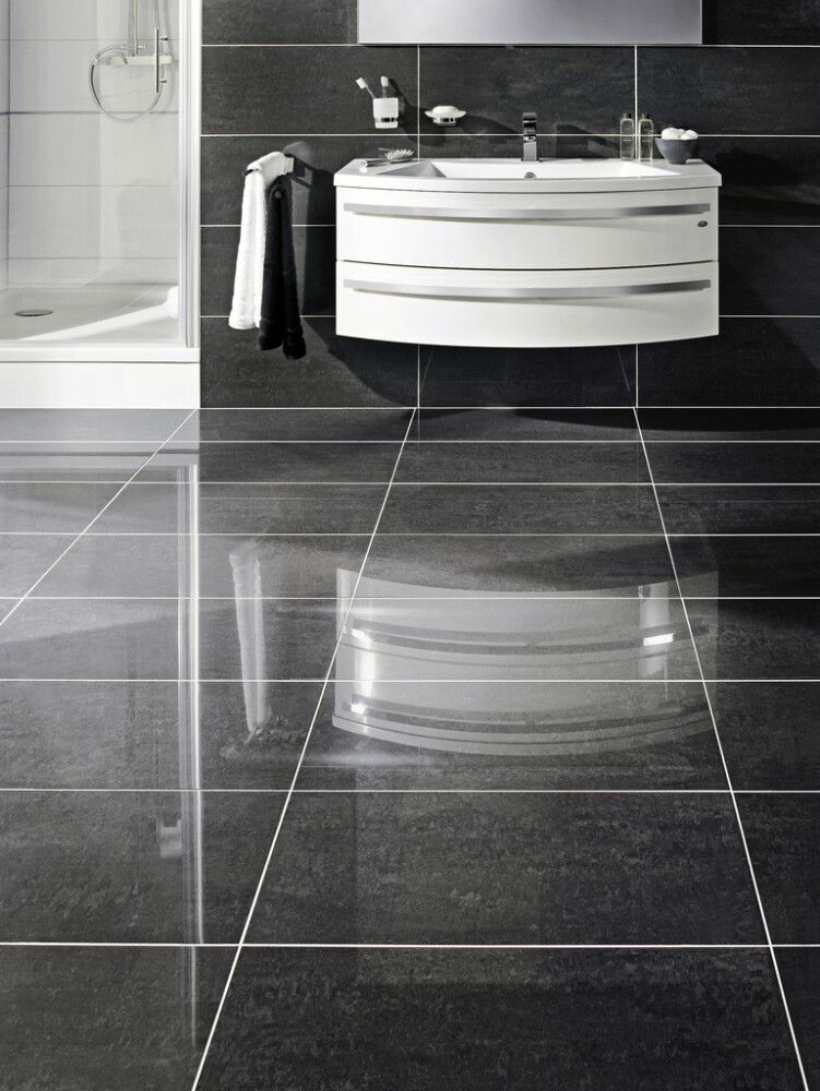 Lattialaatta Futura Kiiltävä Musta 30 x 60 cm