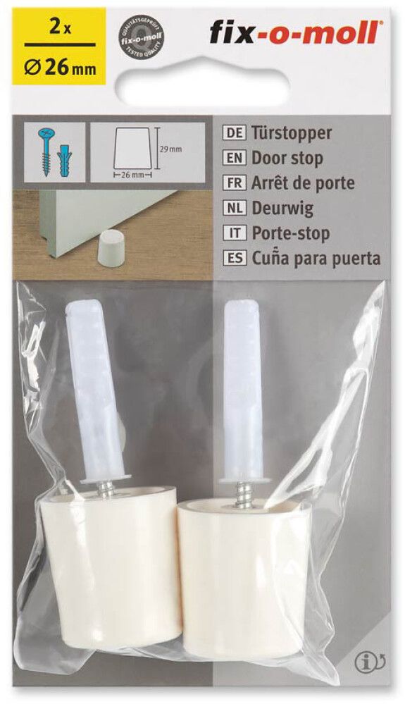 Ovenpysäytin ruuvilla ja tulpalla Fix-o-moll valkoinen Ø 26 mm 2 kpl