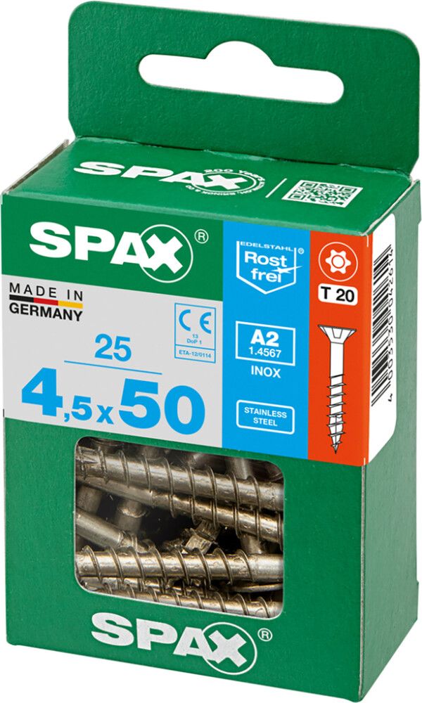 Ruostumaton Universal Ruuvi Spax A2 TRX 4,5x50 M 25 KPL