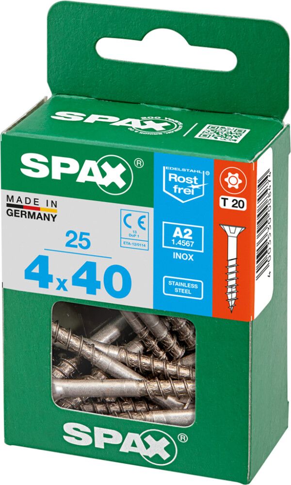 Ruostumaton Universal Ruuvi Spax A2 TRX 4X40 M 25 KPL