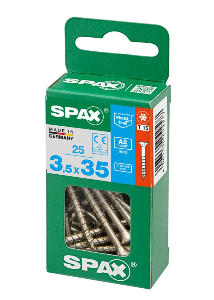 Ruostumaton Universal Ruuvi Spax A2 TRX 3,5X35 S 25 KPL