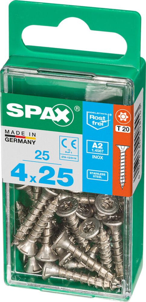 Ruostumaton Universal Ruuvi Spax A2 TRX 4X25 S 25 KPL