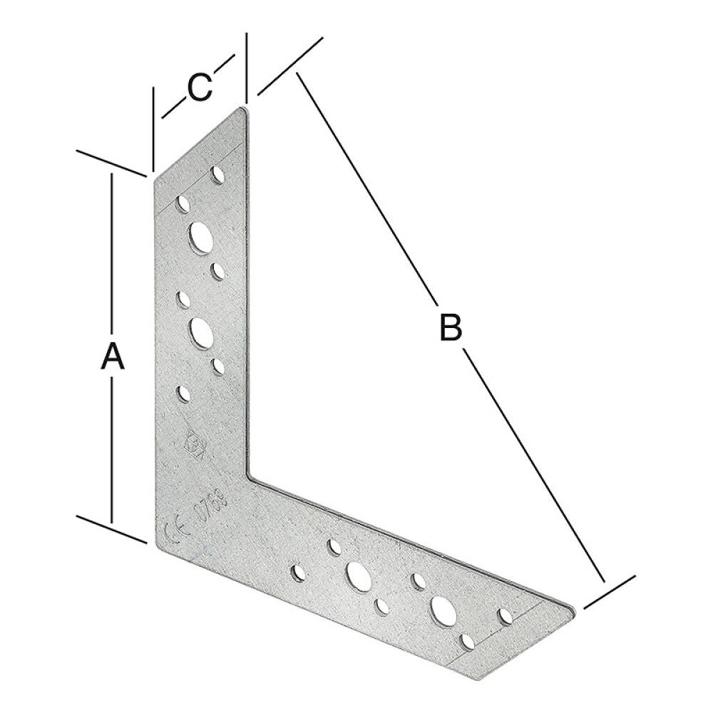 Kulmasidoslevy 120 x 83 x 35 mm sinkitty