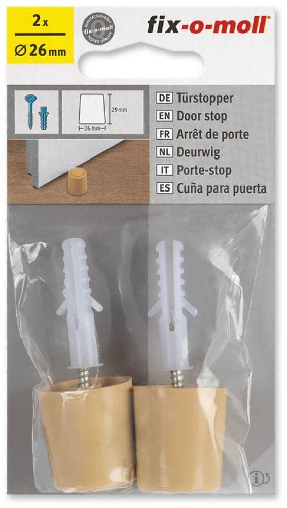 Ovenpysäytin ruuvilla ja tulpalla Fix-o-moll beige Ø 26 mm 2 kpl