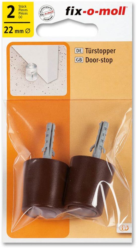 Ovenpysäytin ruuvilla ja tulpalla Fix-o-moll ruskea Ø 22 mm 2 kpl