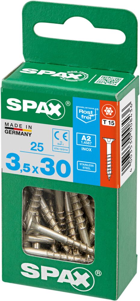 Ruostumaton Universal Ruuvi Spax A2 TRX 3,5X30 S 25 KPL
