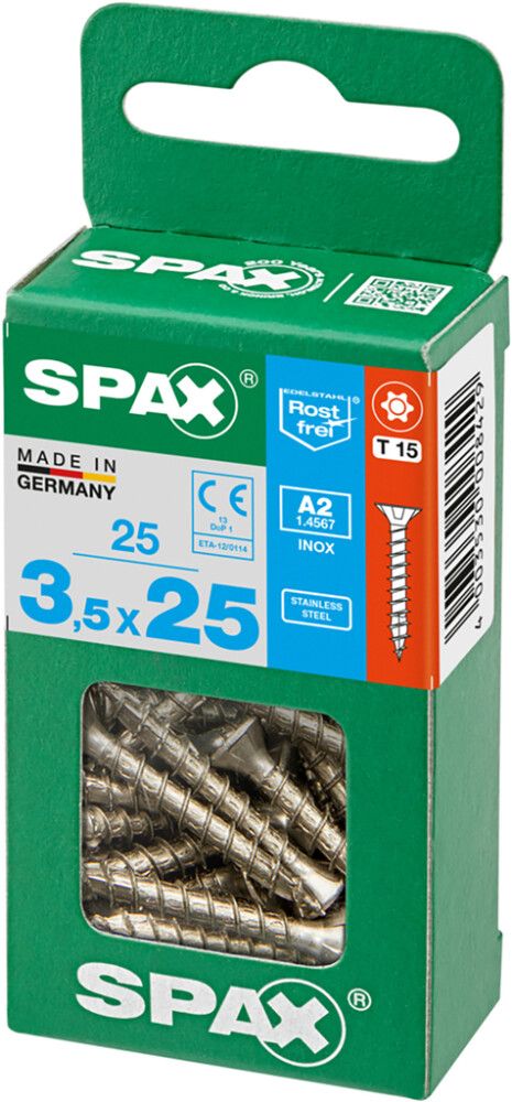 Ruostumaton Universal Ruuvi Spax A2 TRX 3,5x25 M 25 KPL