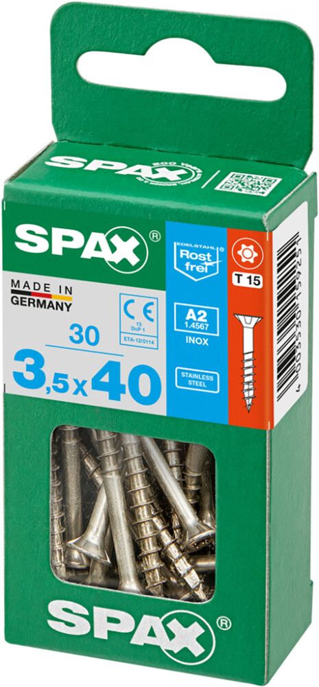 Ruostumaton Universal Ruuvi Spax A2 TRX 3,5X40 S 30 KPL
