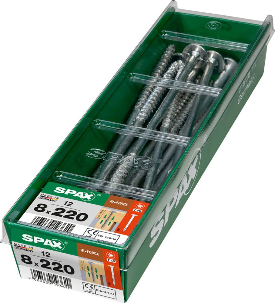 Puuruuvi Spax HI.FORCE TRX WIROX 8x220 mm 12KPL