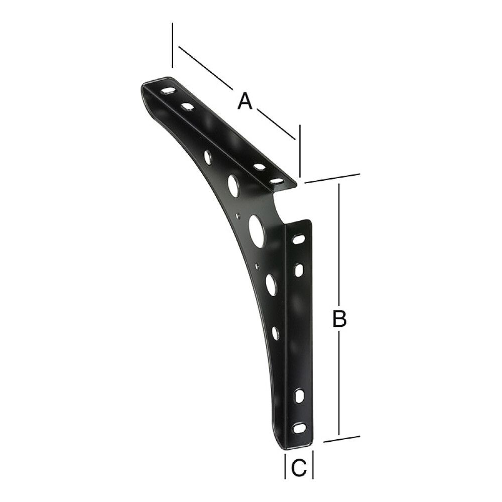Kulmakannatin Delta Line Musta 200 x 200 mm