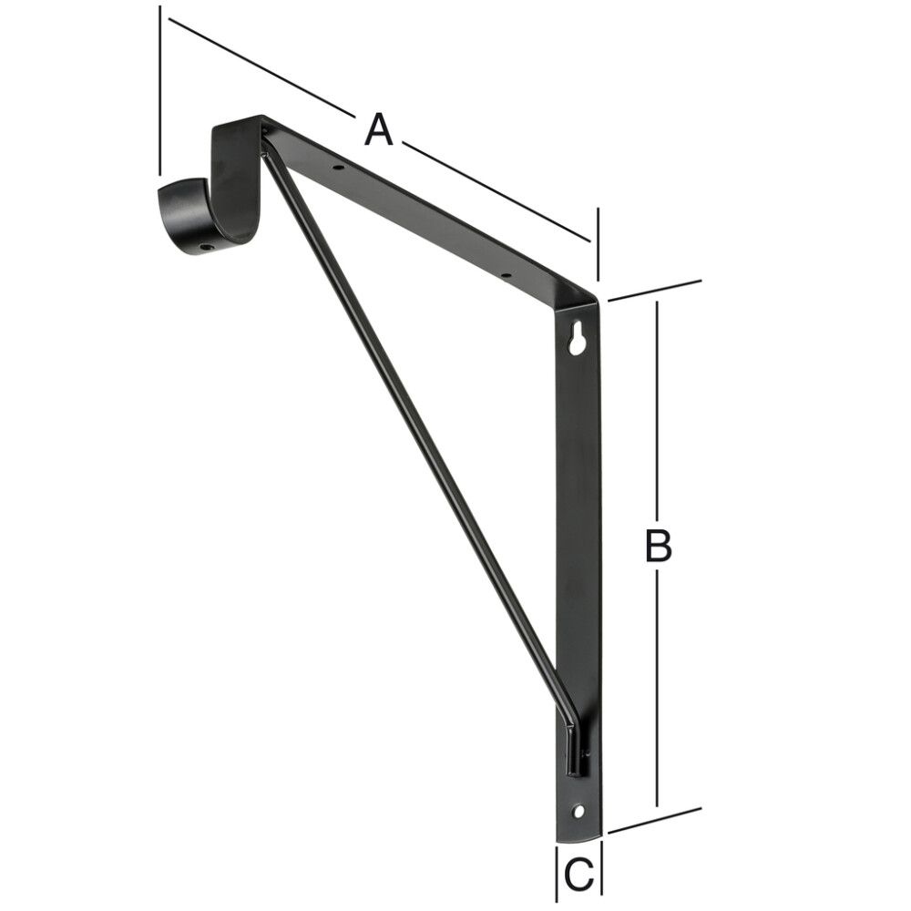Kulmakannatin Musta 260 x 300 mm