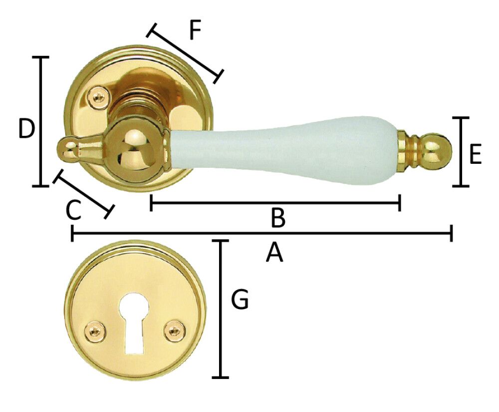 Väliovenpainike Beslagsboden SPAR B275XPNS Kiillotettu Messinki/Valkoinen PVD