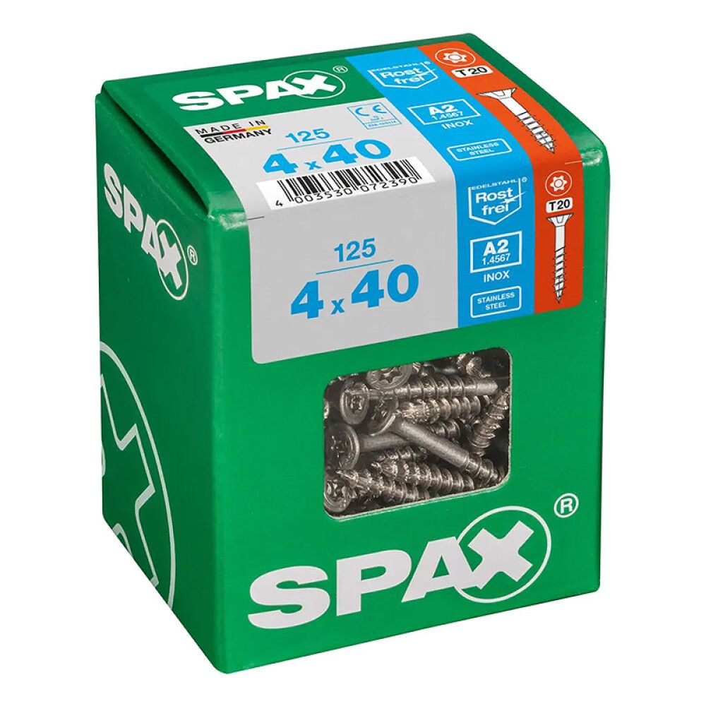 Ruostumaton Universal Ruuvi Spax A2 TRX 4x40 L 125 KPL