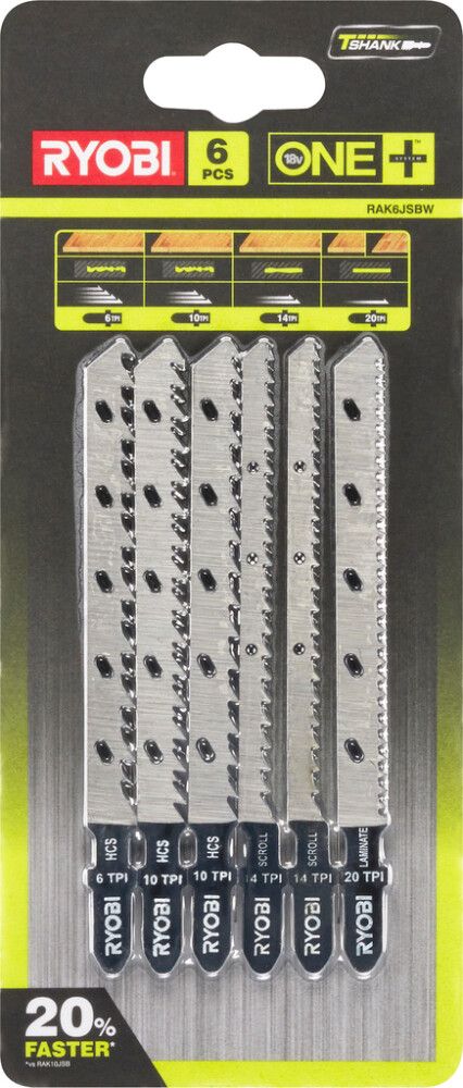 Pistosahanteräsarja Ryobi RAK6JSBW ONE+