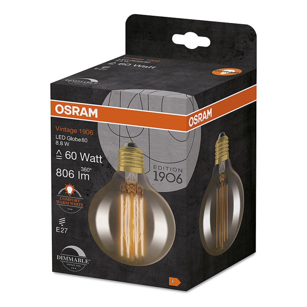 LED-lamppu Osram Vintage Globe Kulta E27 8,8 W 8 cm