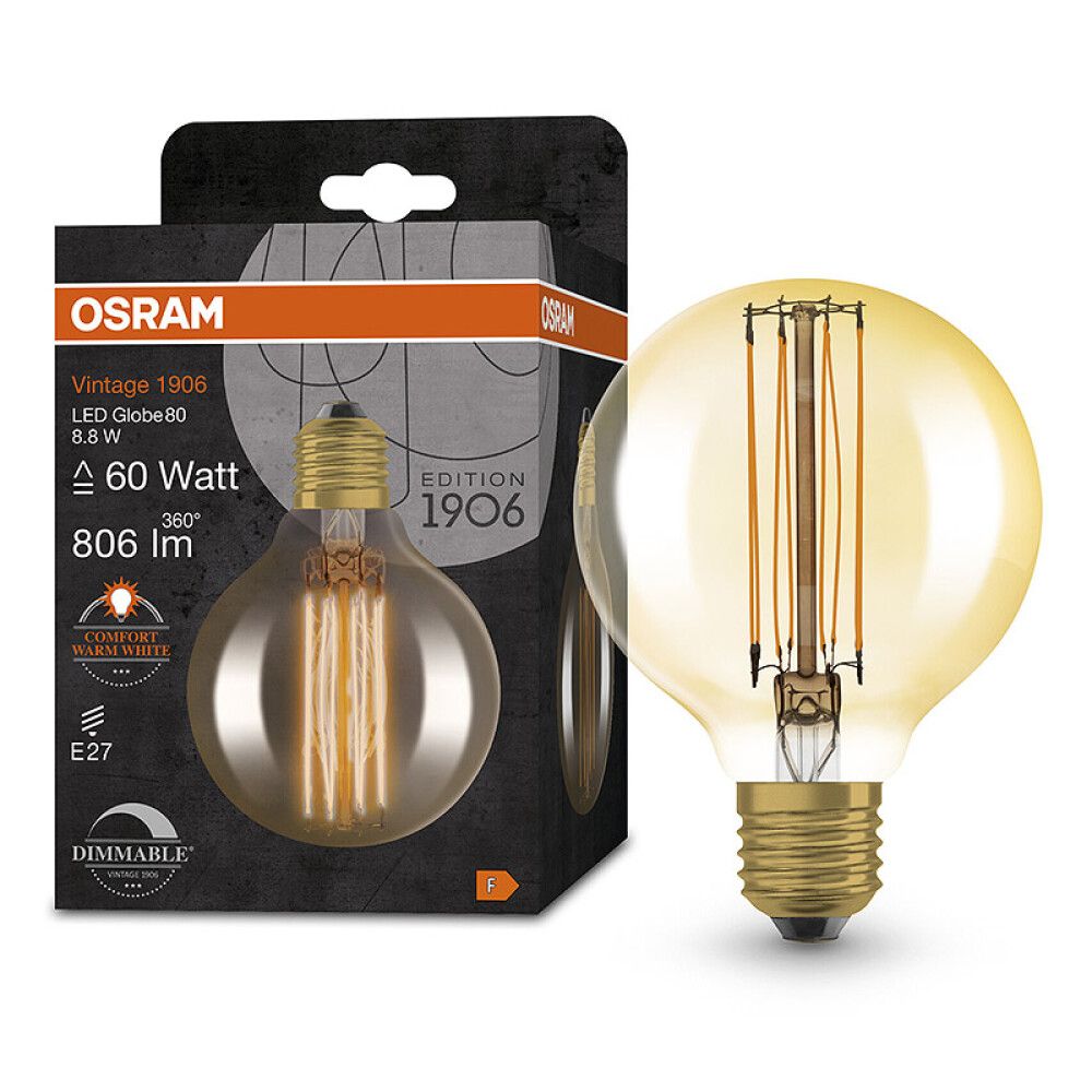 LED-lamppu Osram Vintage Globe Kulta E27 8,8 W 8 cm