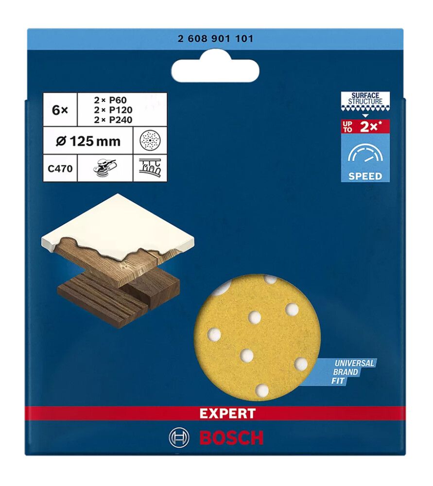 Hiomapyörösarja Bosch Expert C470, 125 mm 6 kpl
