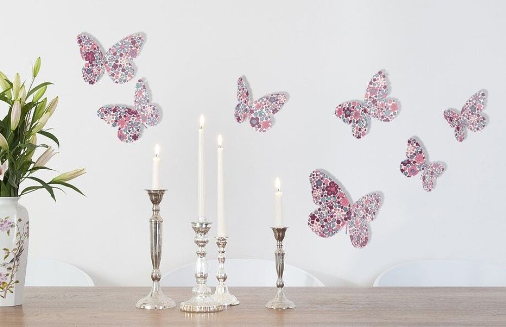 Seinätarra Plage 3D Pinkit Perhoset