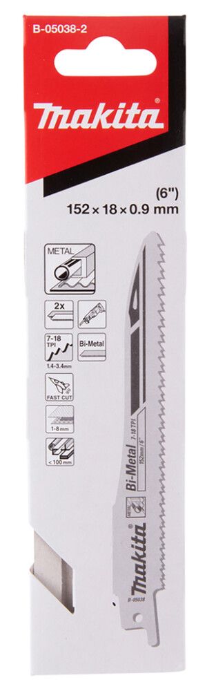 Puukkosahanterä Makita metalli 152 x 0,9 mm 7-18 TPI 2 kpl