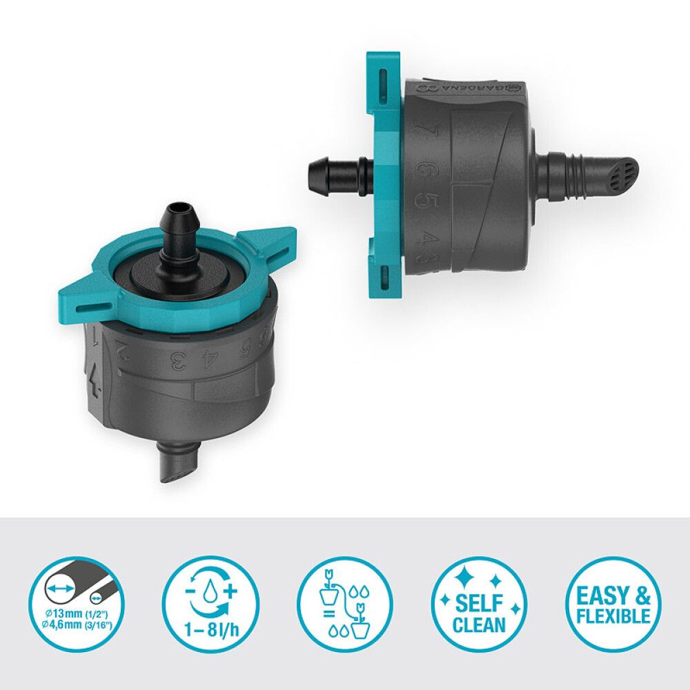 Päätytippusuutin Gardena Micro-Drip säädettävä 8 l