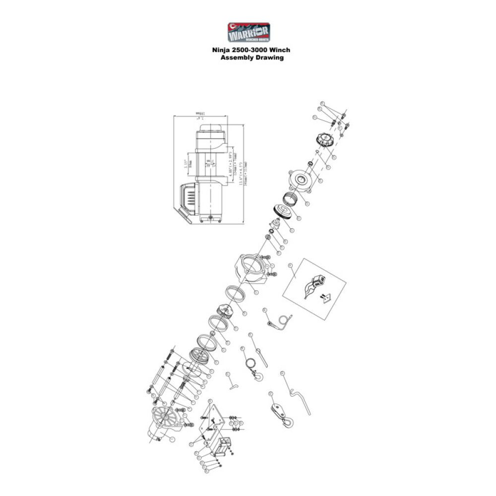 Sähkövinssi Warrior Ninja 2500 teräsvaijerilla