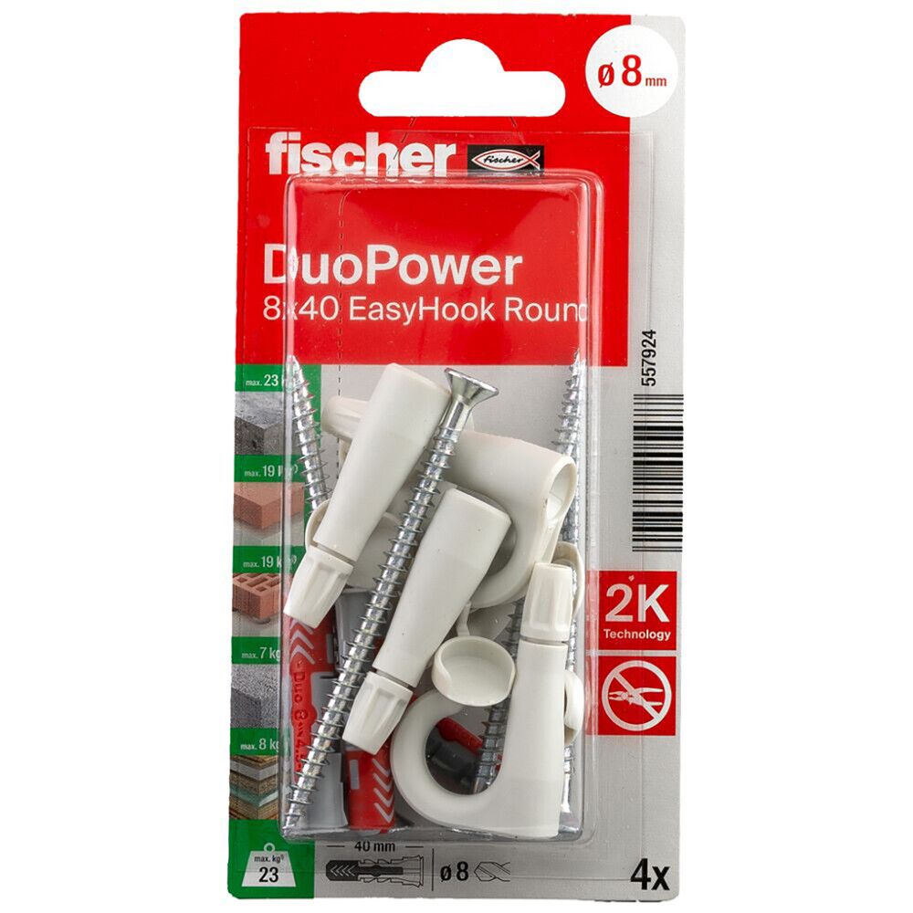 Tulppa pyöreällä koukulla Fischer EasyHook Loop DuoPower 8 x 40