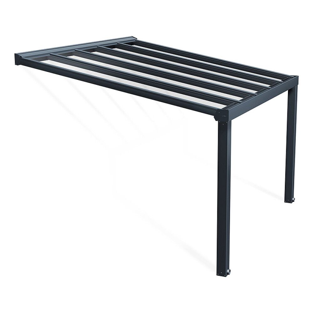 Terassikatos Canopia Stockholm harmaa/kirkas 3,4 x 3,7 m