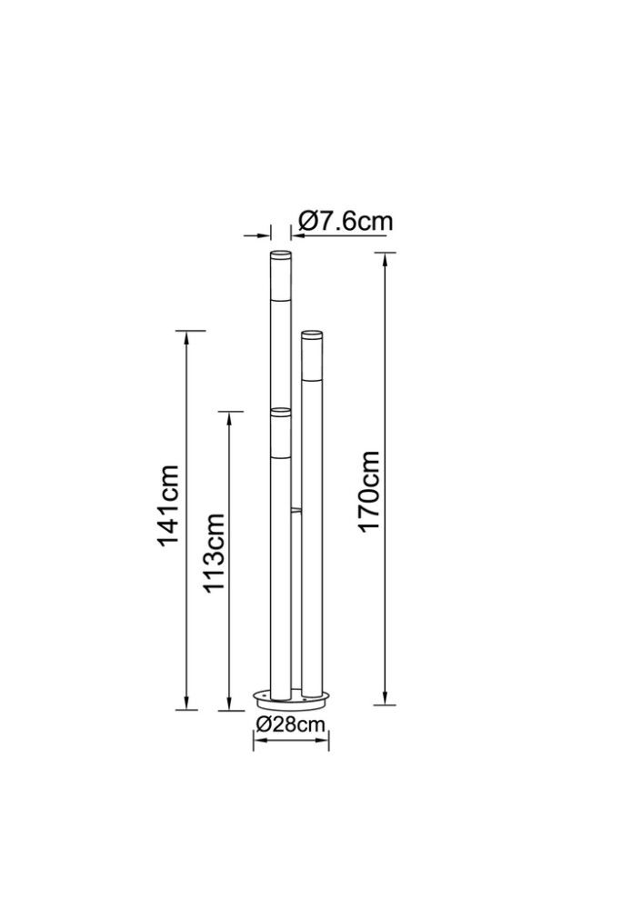 Pylväsvalaisin Globo Boston 3-os 170 cm Opaali