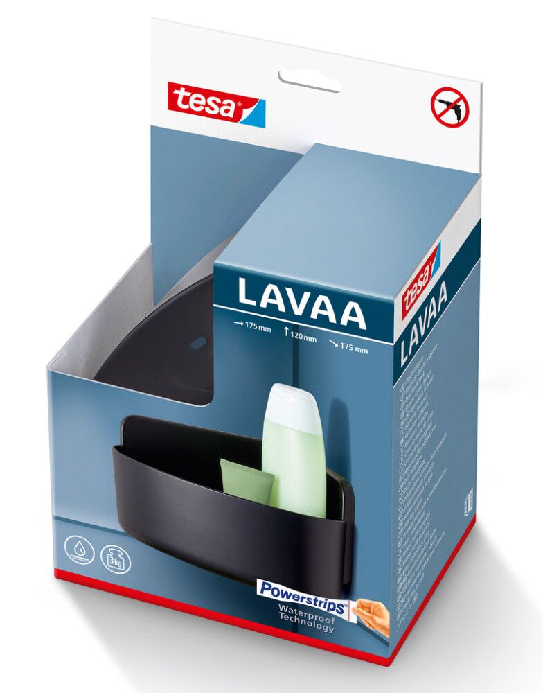 Suihkukori tesa® Lavaa mattamusta S-koko