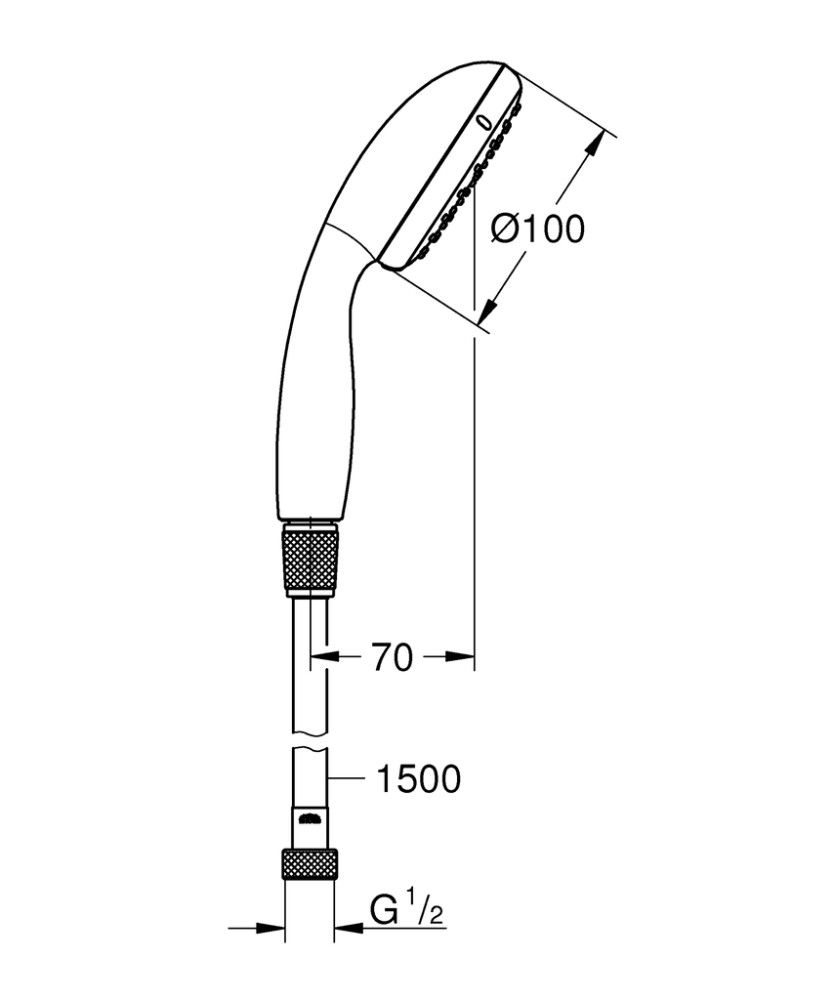 Käsisuihku Grohe Vitalio Start 100 ja letku 150 cm