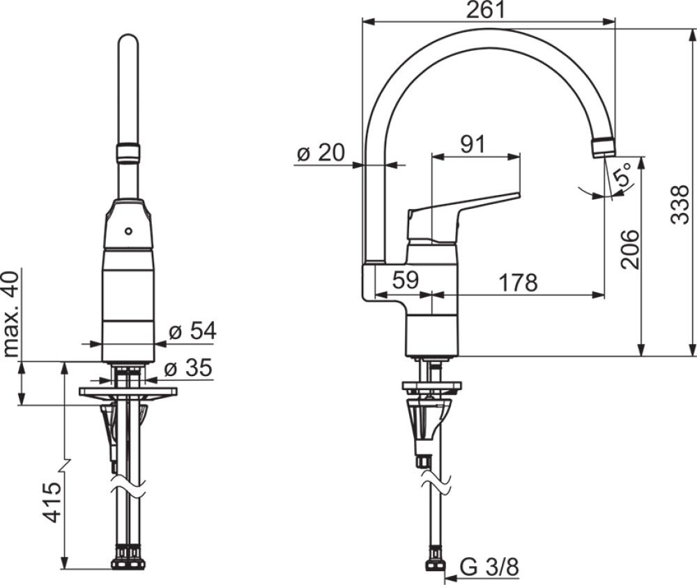 Keittiöhana Oras Vega ECO 1838FG-33 Mattamusta