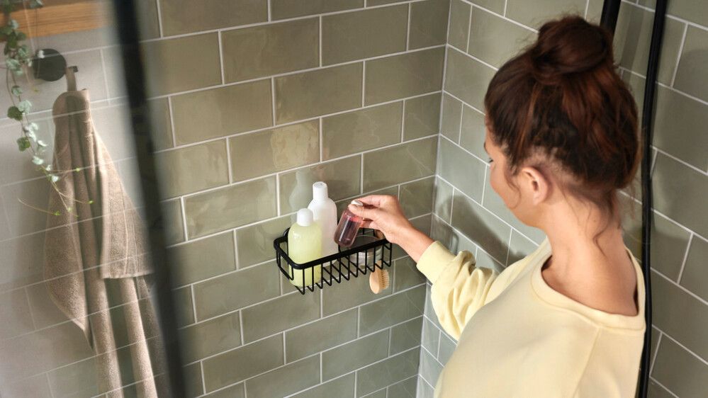 Suihkuhylly tesa® Moon Musta