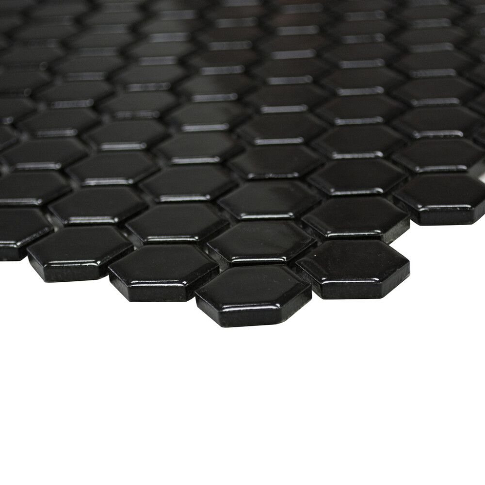 Mosaiikki Hexagon Pieni Musta Kiiltävä
