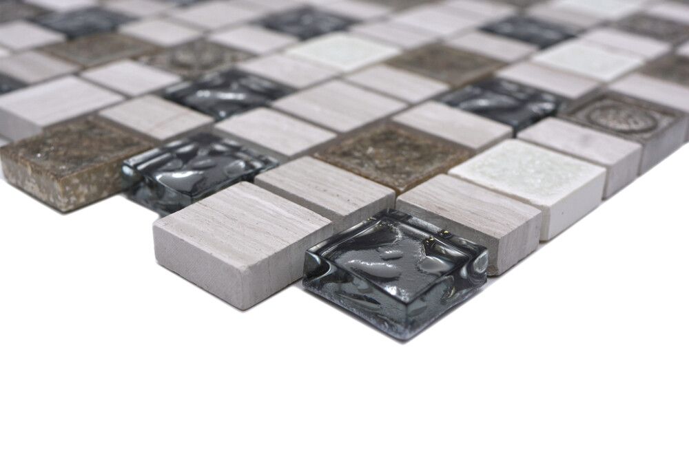 Mosaiikkilaatta Crystal Mix XNM DF1 29,8 x 30,4 cm Harmaa/Valkoinen