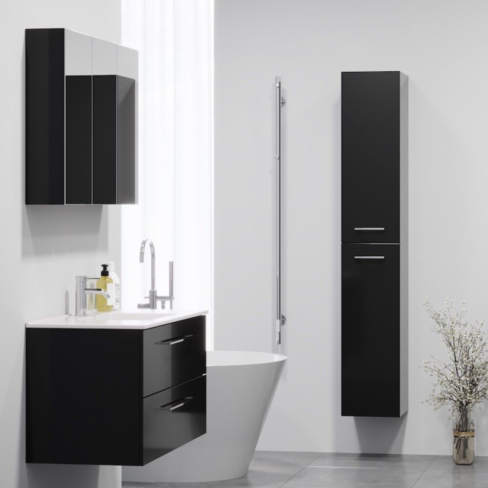 Peilikaappi Riva Camden Mattamusta 90 cm