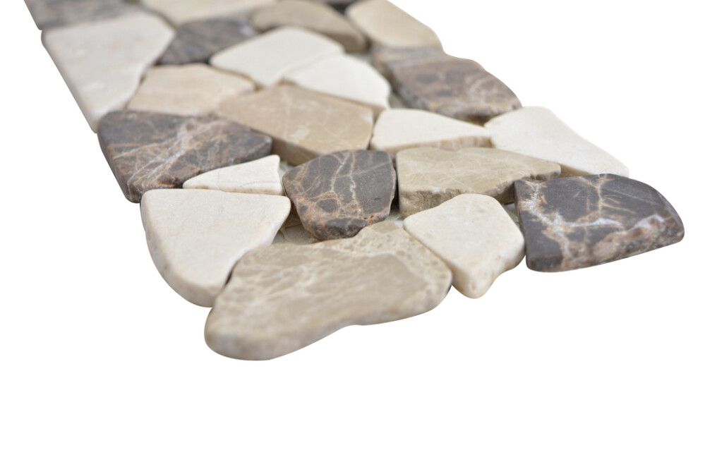 Luonnonkivimosaiikki Fliesen Ciot mix ruskea/valkoinen 10 x 30 cm