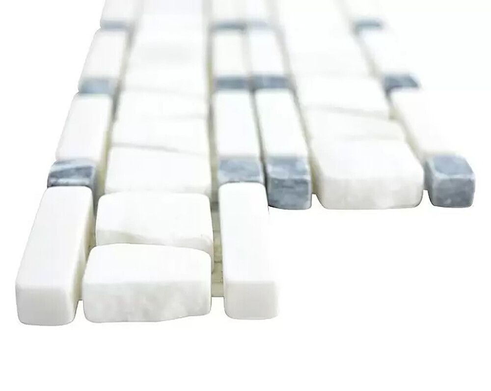 Luonnonkivimosaiikki Fliesen Ladder Mix valkoinen/musta 30 x 5 cm